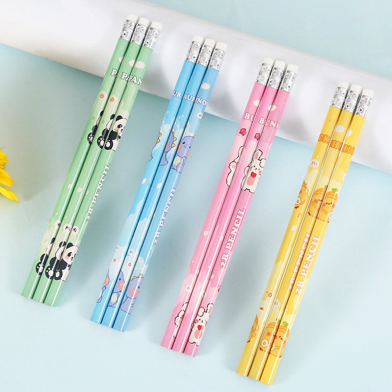 10Pcs Kawaii Pencils School Supplies Creative Stationery Children's cartoon 2B Pencils Standard pencil set