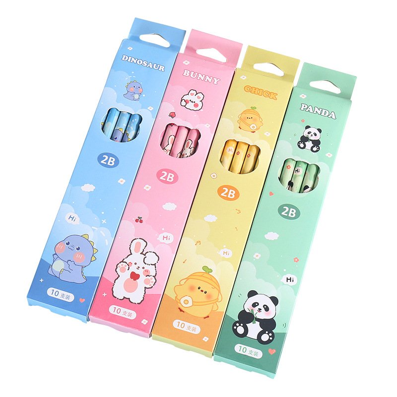 10Pcs Kawaii Pencils School Supplies Creative Stationery Children's cartoon 2B Pencils Standard pencil set