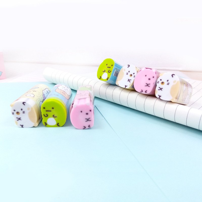 Fashion custom hot office products eraser stationery set mixed colors lovely animal cat shaped long children's pencil erasers