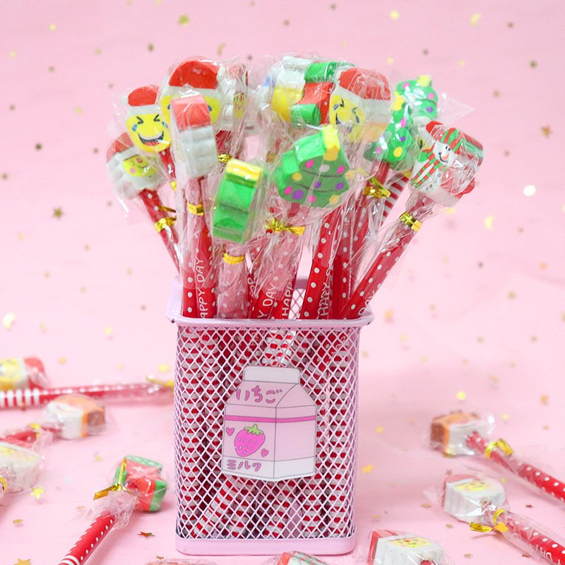 Cartoon Christmas Pencil Rubber Combination Stationery Set Children's Writing Drawing Pencil Christmas Gift Wholesale