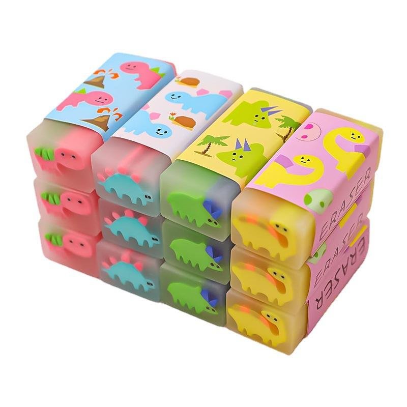 Creative Easy Clean Funny Cartoon Cute Candy Dinosaur Soft Erasers for Kids Rubber Kawaii Stationery School Office Supplies