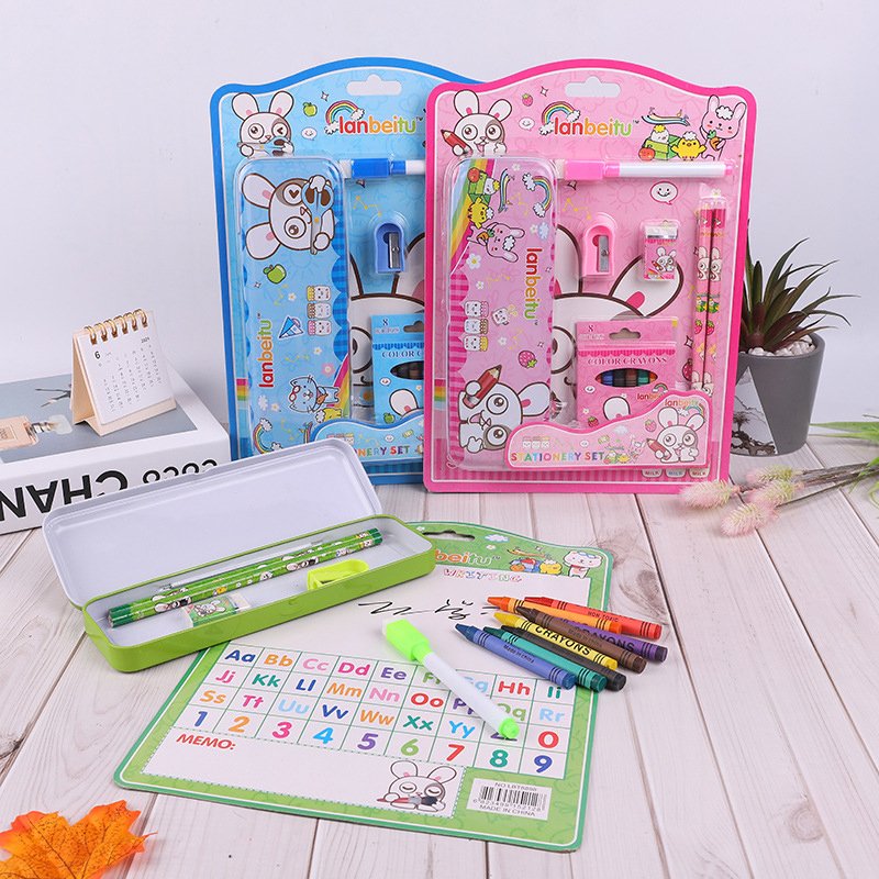 School Children's Creative Primary Prize Gift Box Crayons Whiteboard Pens Pencil Sharpener Eraser Rule Stationery Set Gift