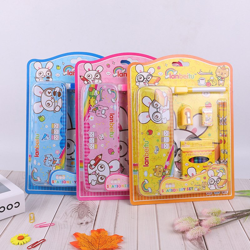 School Children's Creative Primary Prize Gift Box Crayons Whiteboard Pens Pencil Sharpener Eraser Rule Stationery Set Gift