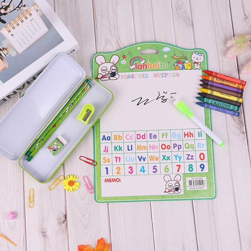 School Children's Creative Primary Prize Gift Box Crayons Whiteboard Pens Pencil Sharpener Eraser Rule Stationery Set Gift