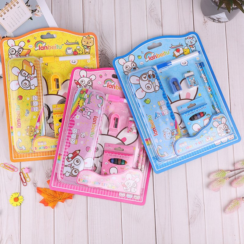 School Children's Creative Primary Prize Gift Box Crayons Whiteboard Pens Pencil Sharpener Eraser Rule Stationery Set Gift