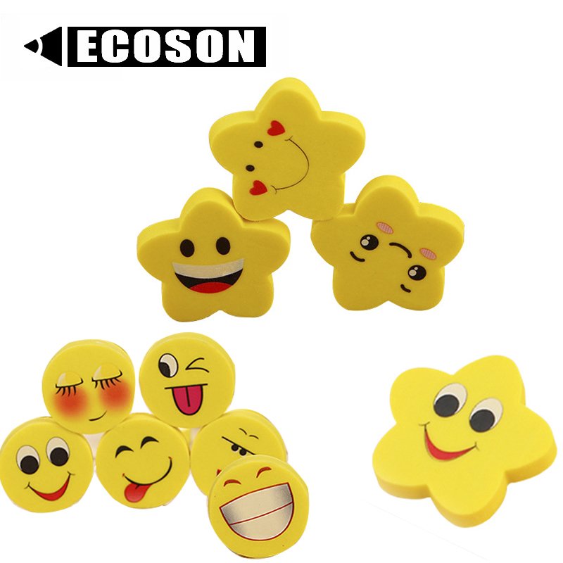 Smiley face eraser Hot Sale cheap Promotional Custom Pencil Eraser Cartoon Eraser cute For Children Stationery Wholesale