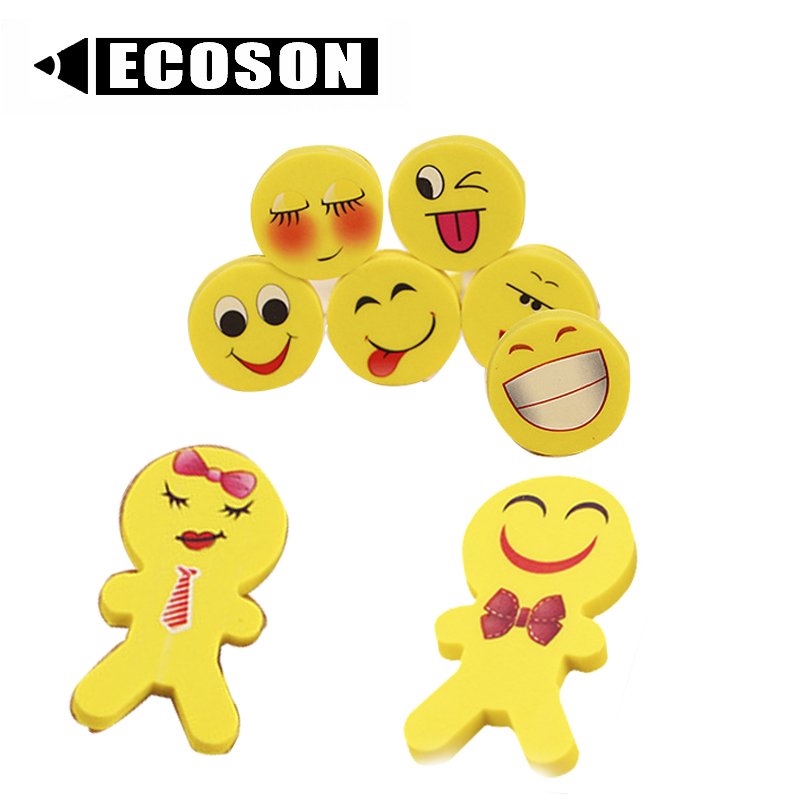 Smiley face eraser Hot Sale cheap Promotional Custom Pencil Eraser Cartoon Eraser cute For Children Stationery Wholesale