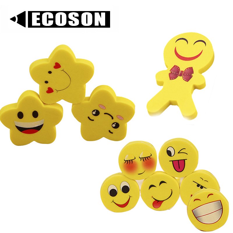 Smiley face eraser Hot Sale cheap Promotional Custom Pencil Eraser Cartoon Eraser cute For Children Stationery Wholesale