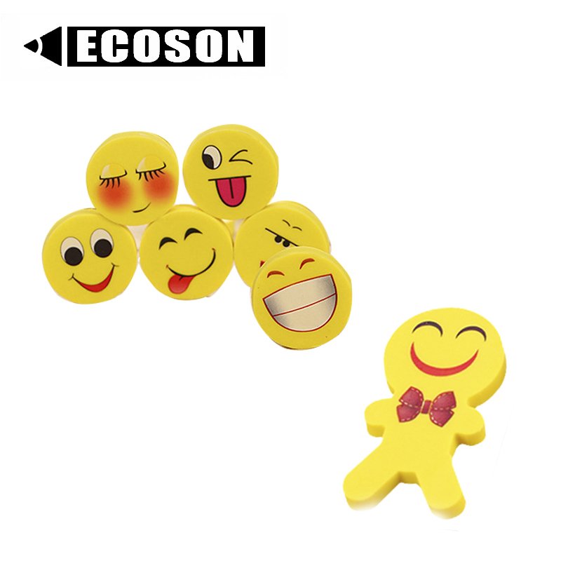 Smiley face eraser Hot Sale cheap Promotional Custom Pencil Eraser Cartoon Eraser cute For Children Stationery Wholesale