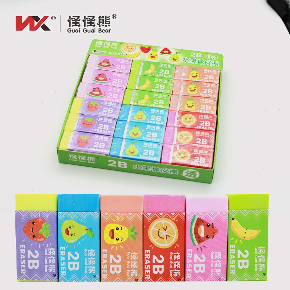 Factory Wholesale Promotion for Children's Classic Rectangular Eraser Fruit Colors Special Stationery Students Bag Pencil Shape
