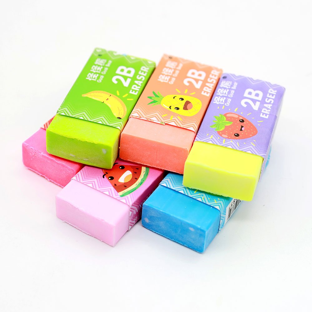 Factory Wholesale Promotion for Children's Classic Rectangular Eraser Fruit Colors Special Stationery Students Bag Pencil Shape