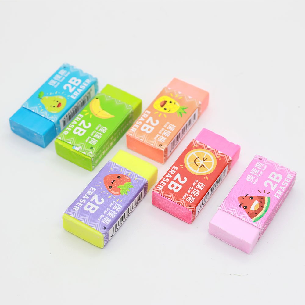 Factory Wholesale Promotion for Children's Classic Rectangular Eraser Fruit Colors Special Stationery Students Bag Pencil Shape