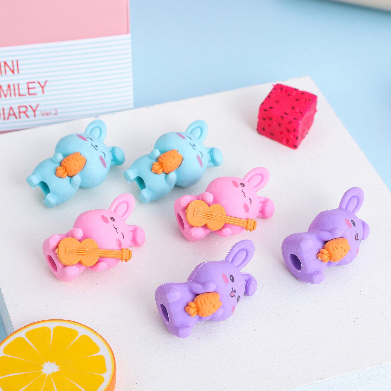 Wholesale Cute Cartoon Bunny Children's Animal Pencil Eraser Student Stationery Gift