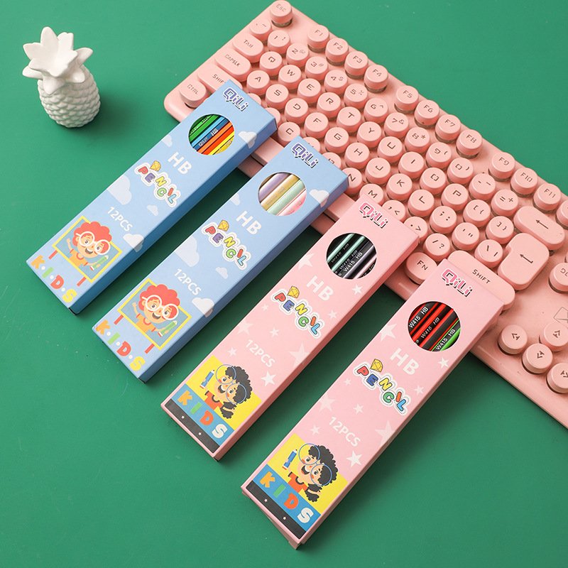 Cheap School Kids Cartoon Kawaii 12 Pieces Wooden Hb Pencil With Eraser