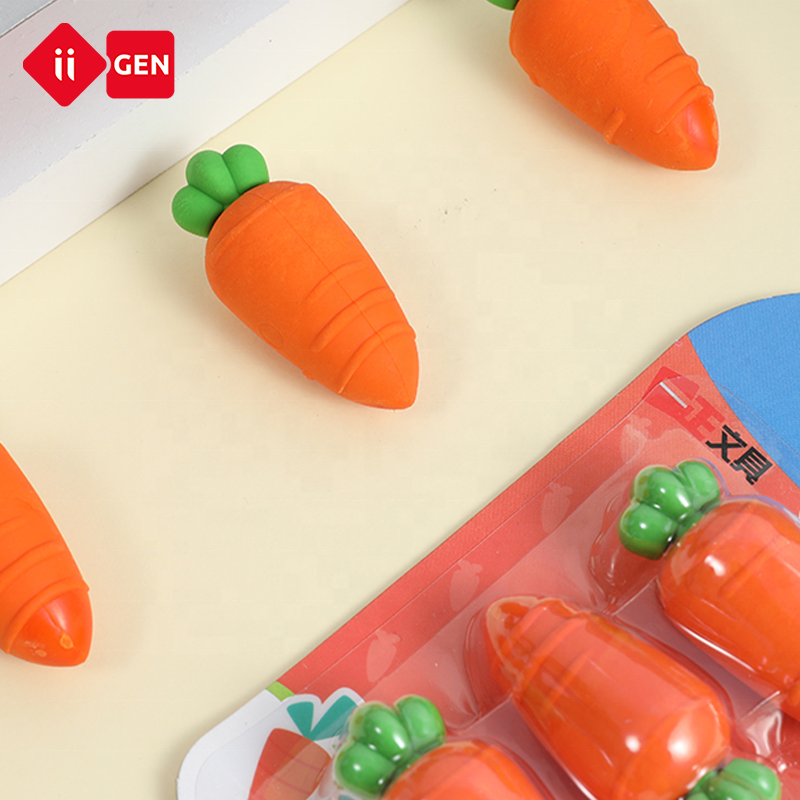 IIGEN carrot eraser fun for kids mini eraser 3d cartoon modeling children's custom eraser