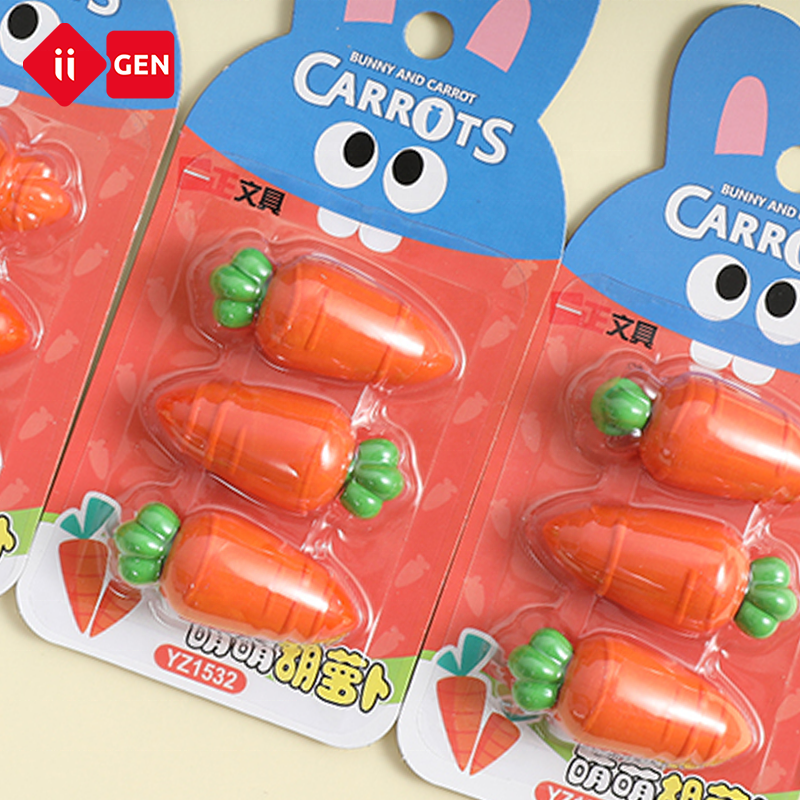 IIGEN carrot eraser fun for kids mini eraser 3d cartoon modeling children's custom eraser