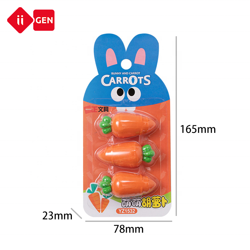 IIGEN carrot eraser fun for kids mini eraser 3d cartoon modeling children's custom eraser