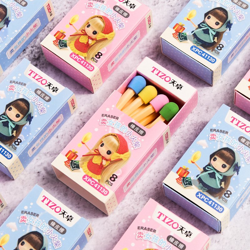 Creative Cartoons Matchbox Pencil Eraser Stationery Eraser Student Mini Eraser