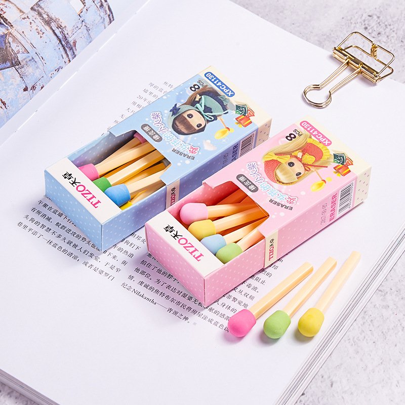 Creative Cartoons Matchbox Pencil Eraser Stationery Eraser Student Mini Eraser