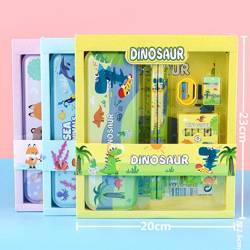 Stationery supplies, stationery gift set, 7-piece children's pencil case set, children's school stationery