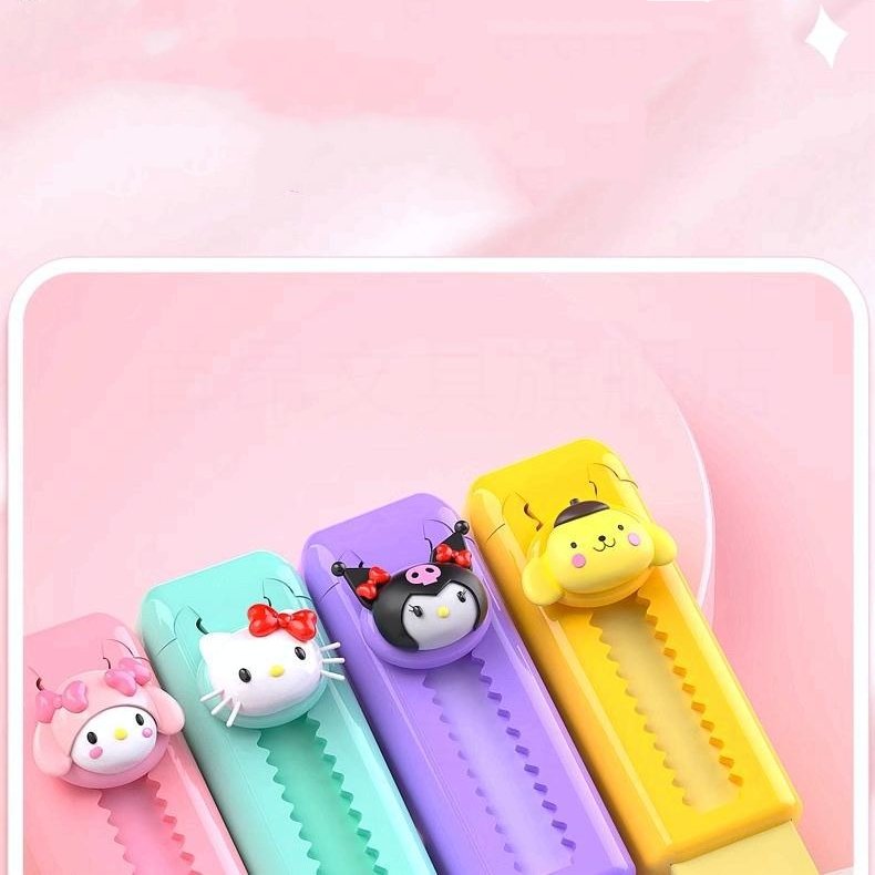 Botu new arrival mini kawaii cute sanrioed school retractable cartoon eraser students mono stationery set kids pencil erasers
