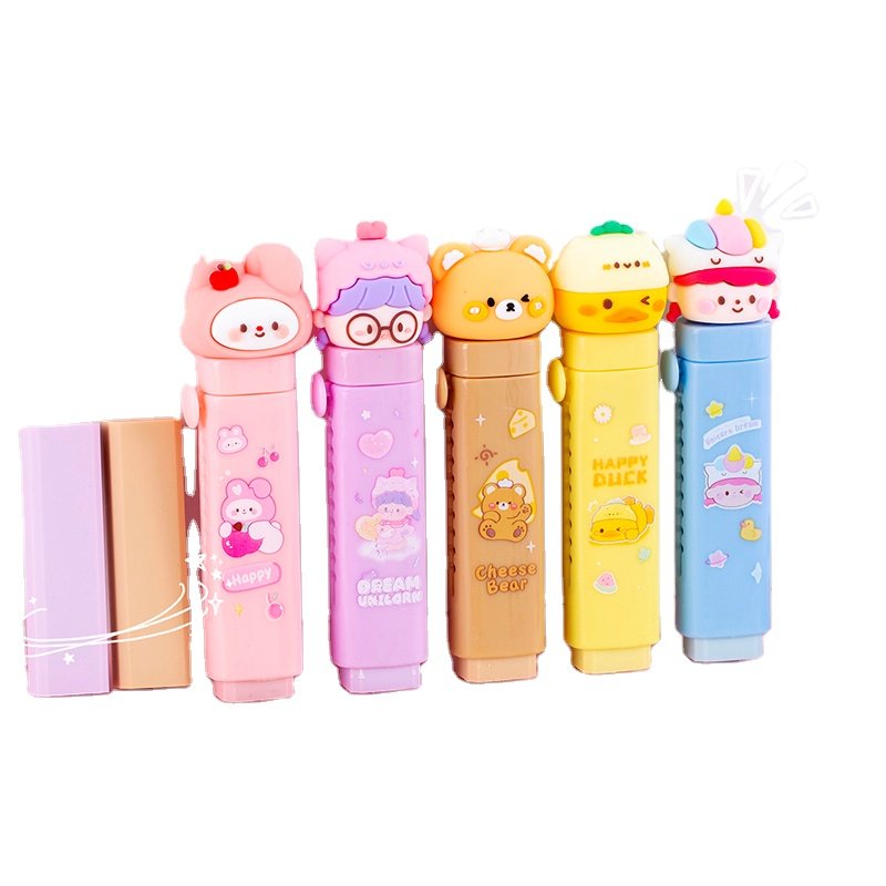 2024 top selling wholesale-school-supplies beautiful stationery custom cartoon erasers cute fancy erasers for kids