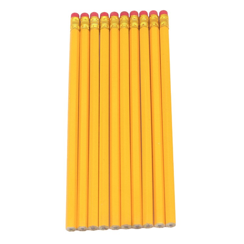 customized logo wooden hb cute yellow pencil with erase