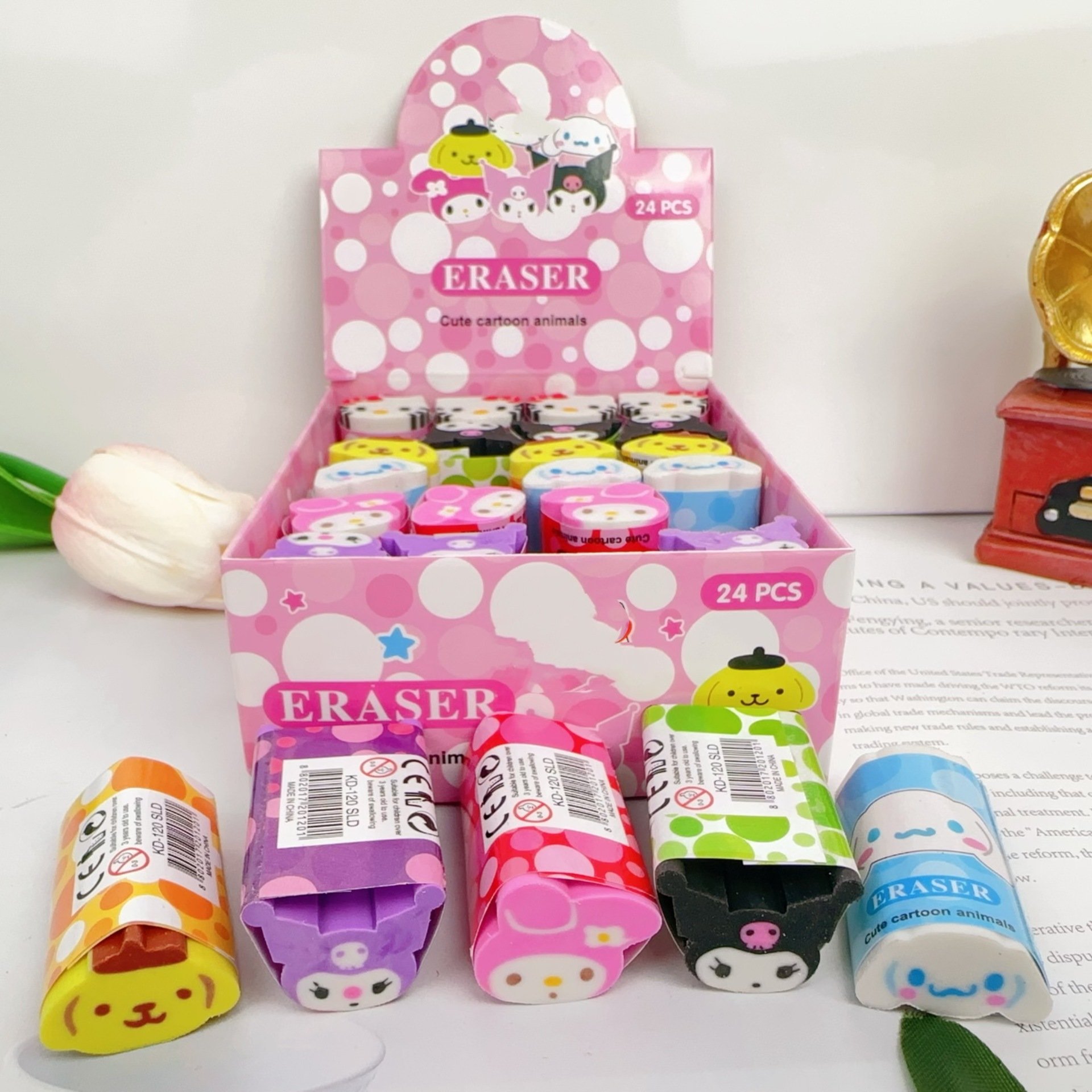 japanese-stationery school Stationery Melody Eraser Cute Long size Kuromi Eraser Cartoon anime KT long erasers for children