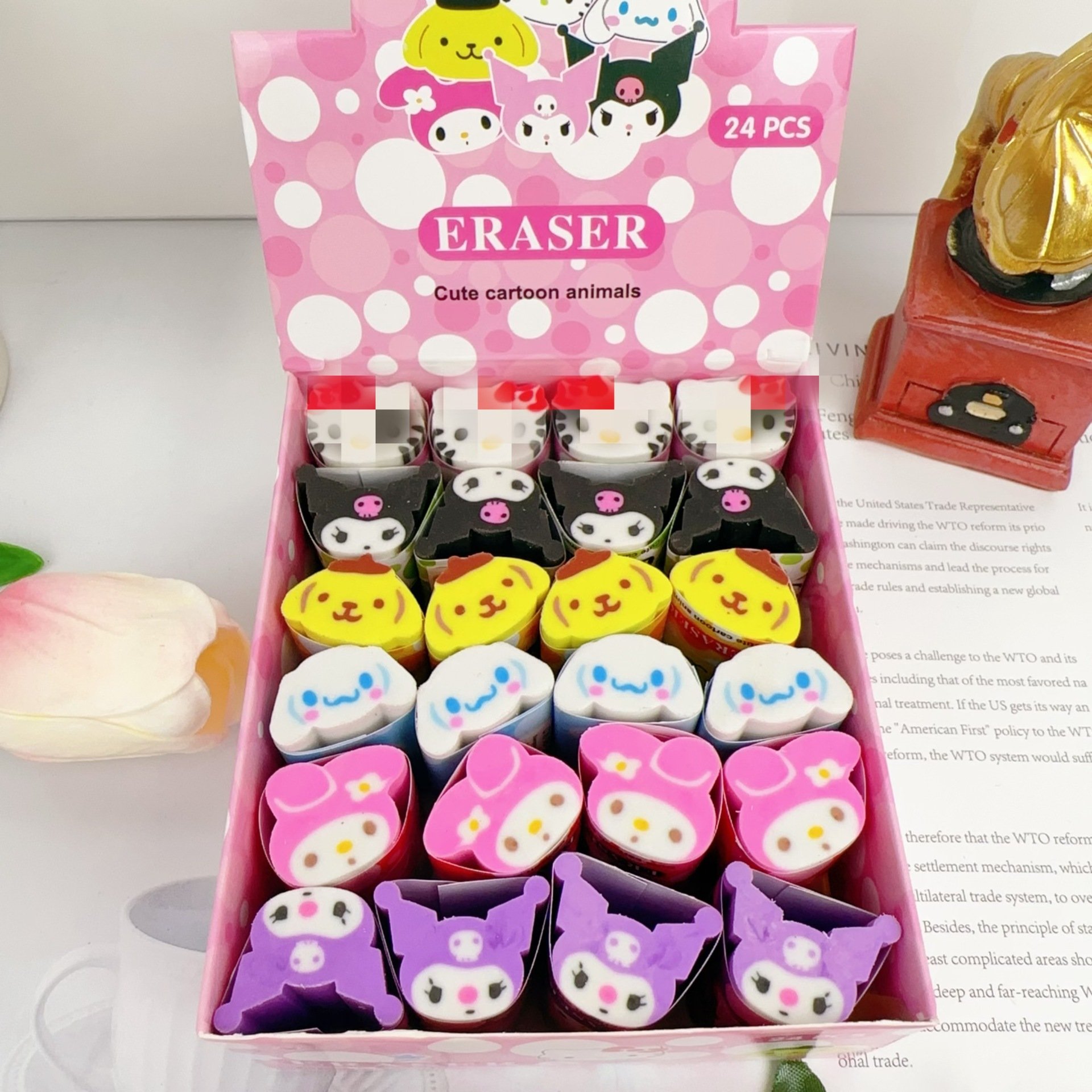 japanese-stationery school Stationery Melody Eraser Cute Long size Kuromi Eraser Cartoon anime KT long erasers for children