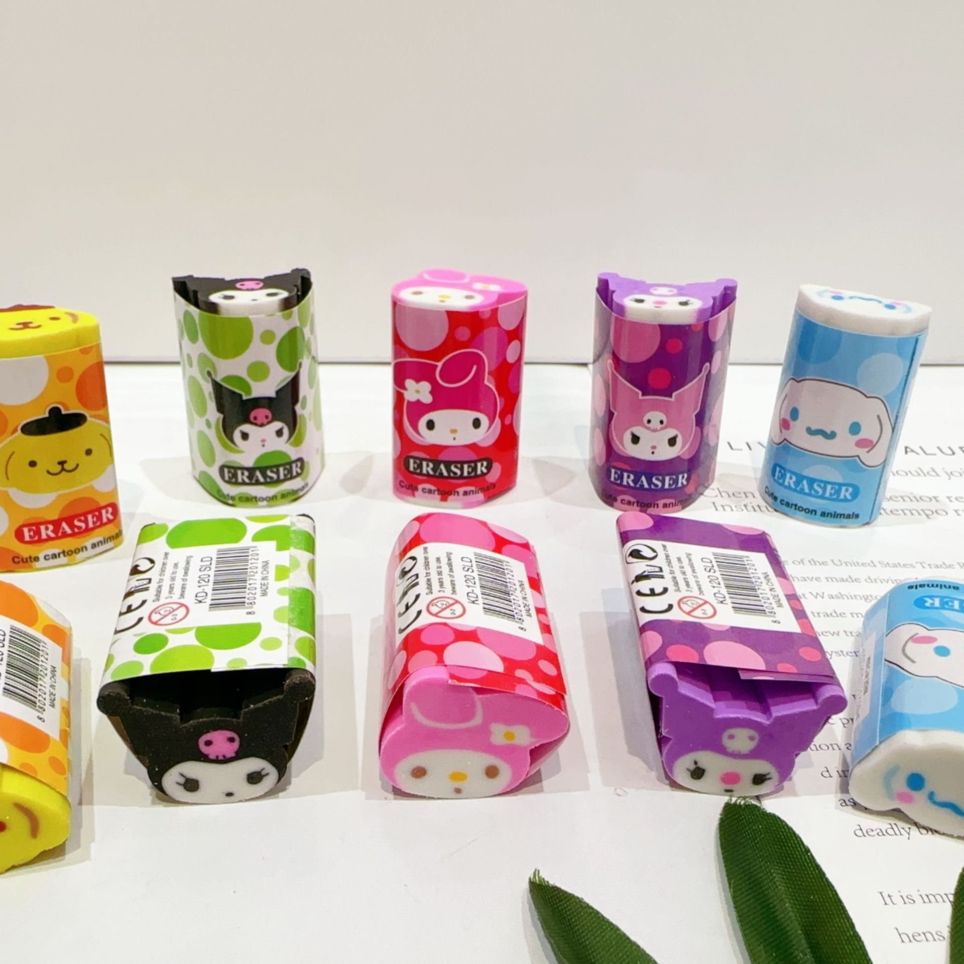 japanese-stationery school Stationery Melody Eraser Cute Long size Kuromi Eraser Cartoon anime KT long erasers for children