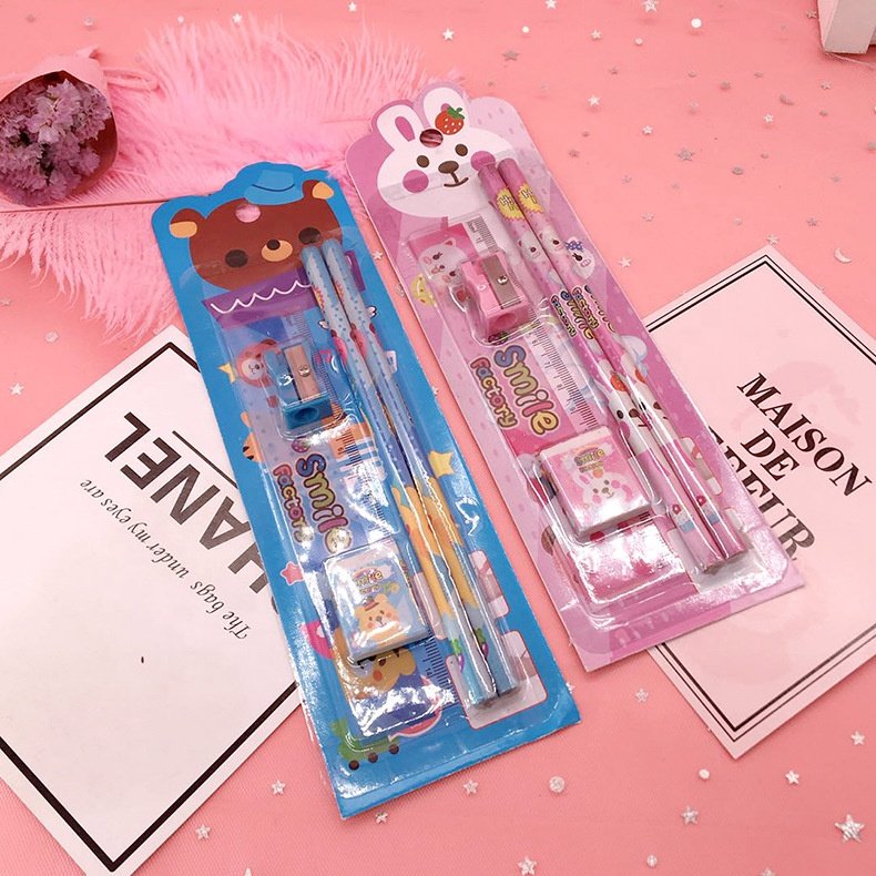 Cartoon pencil set Creative stationery children's prize student stationery set gift box primary school