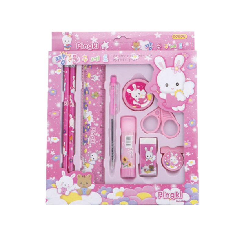 2023 Hot Selling Korean School Stationery Set Unisex Fashion Pen Pencil Erasers Ruler Made of Plastic for Students Office Use