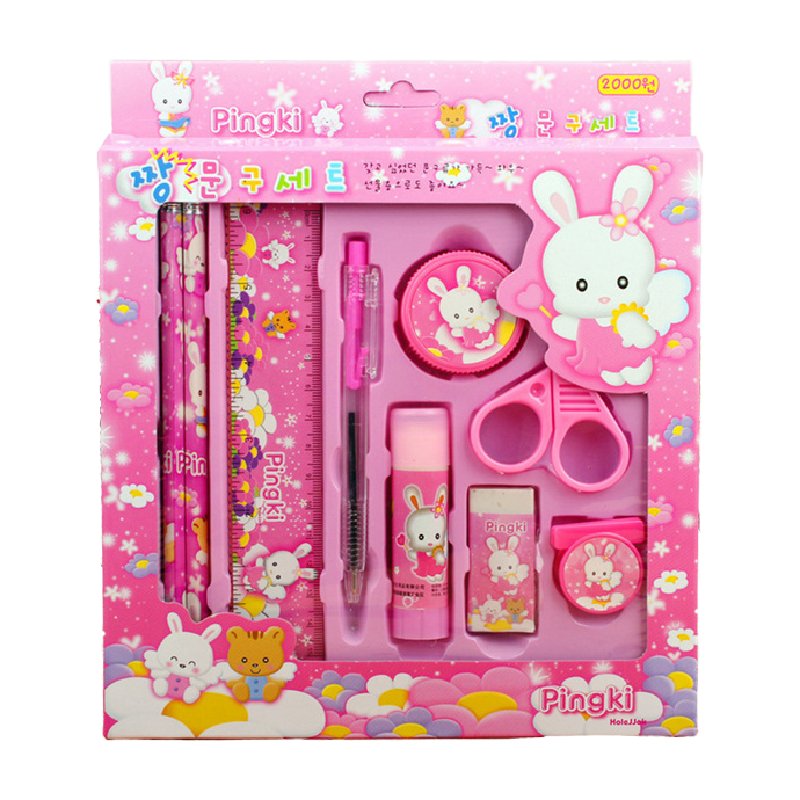 2023 Hot Selling Korean School Stationery Set Unisex Fashion Pen Pencil Erasers Ruler Made of Plastic for Students Office Use