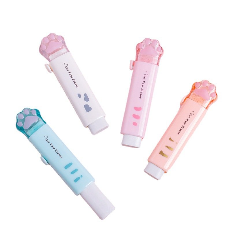Kawaii Push-pull Design Cat Paw Portable Rubber Eraser Cute Erasers for Kids School Office Supplies Gift Stationery Prizes