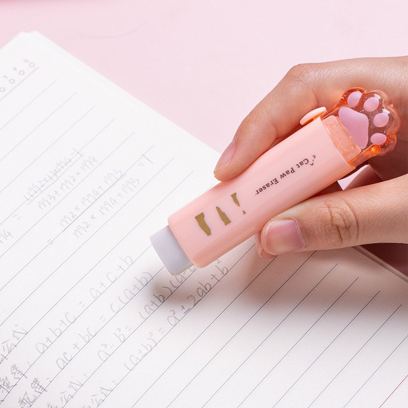 Kawaii Push-pull Design Cat Paw Portable Rubber Eraser Cute Erasers for Kids School Office Supplies Gift Stationery Prizes
