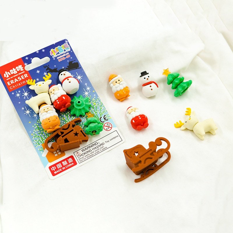Christmas stationery can be assembled eraser cute high-value Christmas decoration pupil cartoon eraser