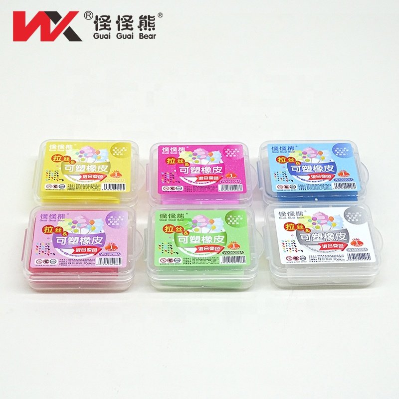 For Student children's colored eraser and able to change shape erasers 6 mixed discoloration brushed deformable pencil eraser
