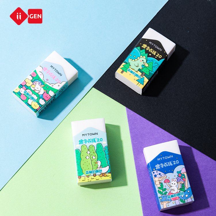 IIGEN forest series children's pencil eraser white rubber for student school stationery pencil eraser wholesale