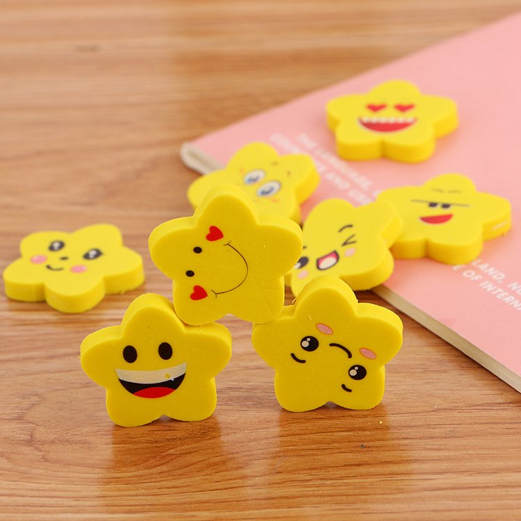 CHXN Creative Cartoon Star Expression Eraser Environmental Protection Learning Stationery Rubber Children's Prize Gift Eraser