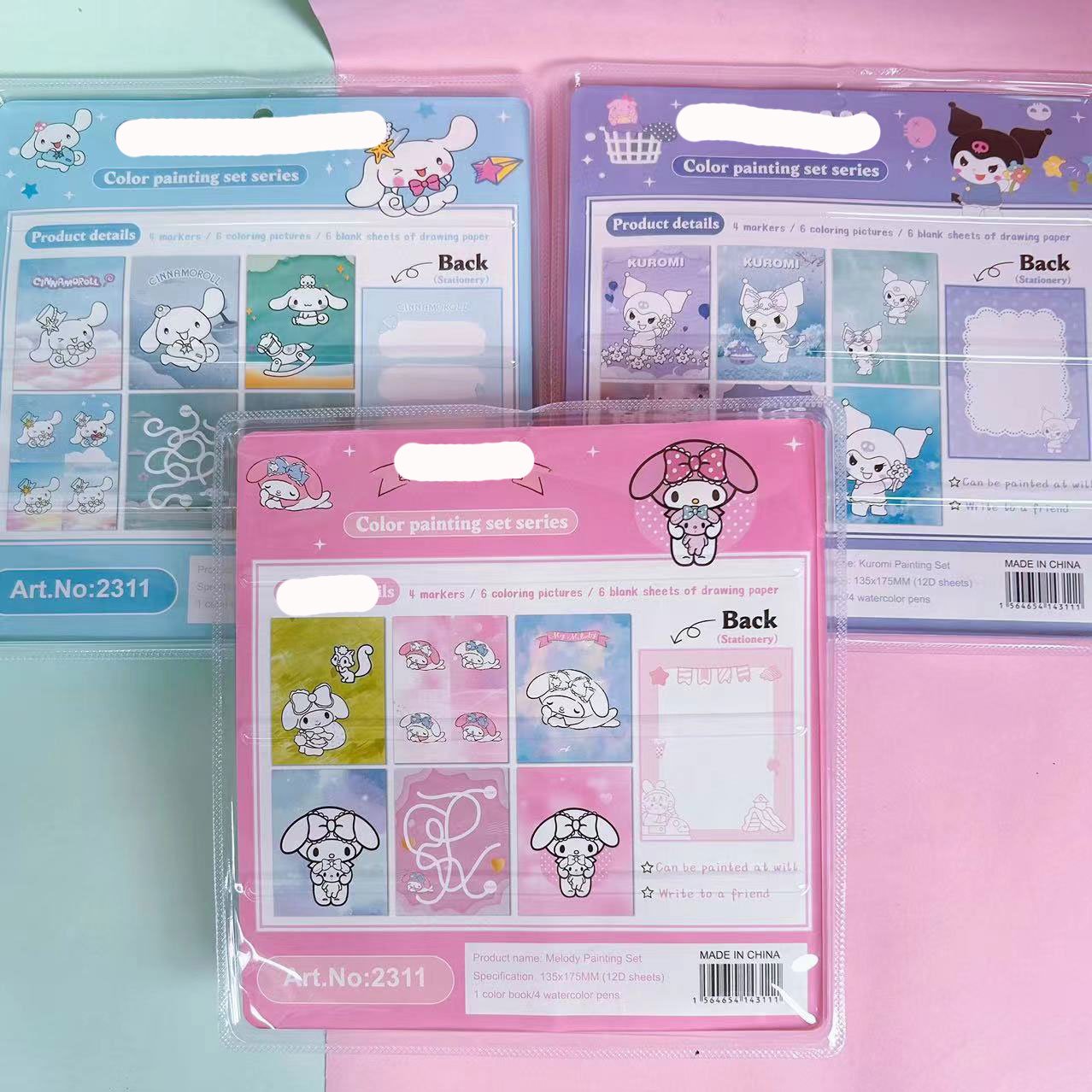 YuBon Cartoon Melody kulomi Stationery Set with Pencils Sharpener Erasers Rulers Skipping Rope Set School Stationery Supplies