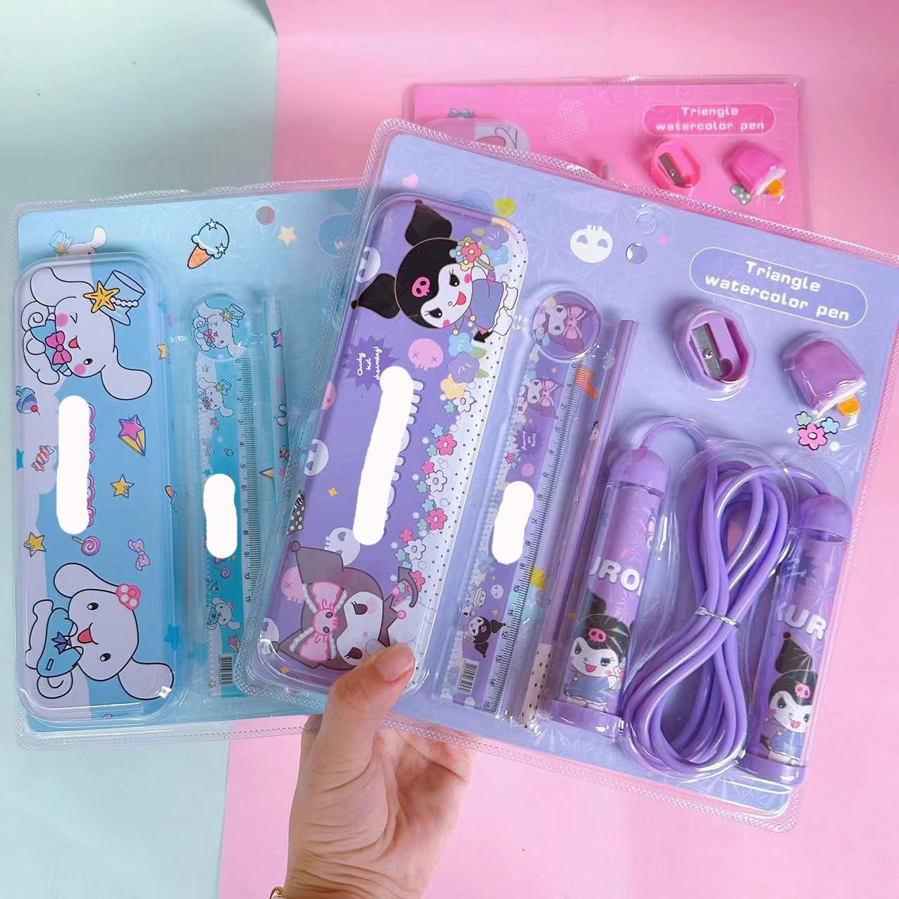 YuBon Cartoon Melody kulomi Stationery Set with Pencils Sharpener Erasers Rulers Skipping Rope Set School Stationery Supplies