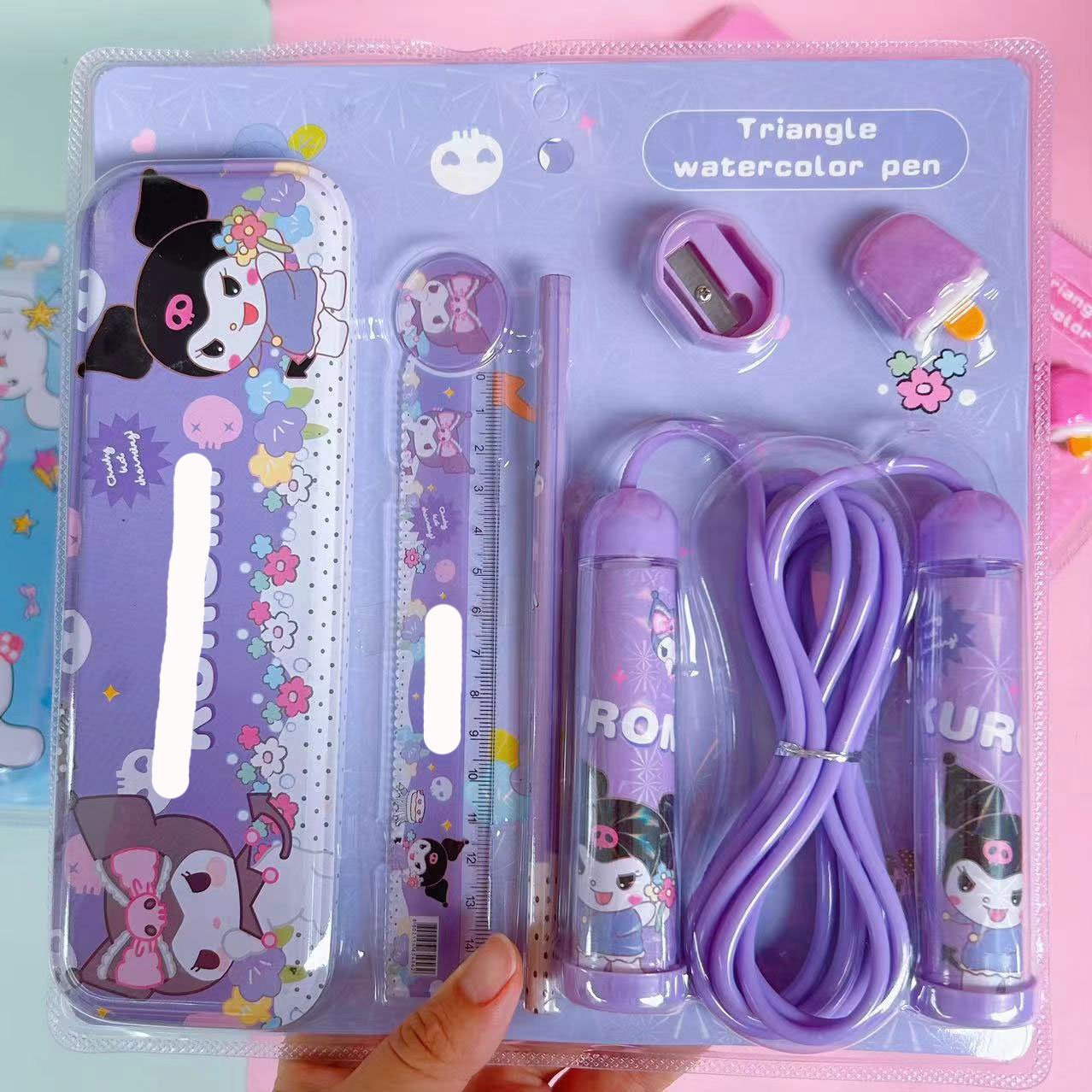 YuBon Cartoon Melody kulomi Stationery Set with Pencils Sharpener Erasers Rulers Skipping Rope Set School Stationery Supplies