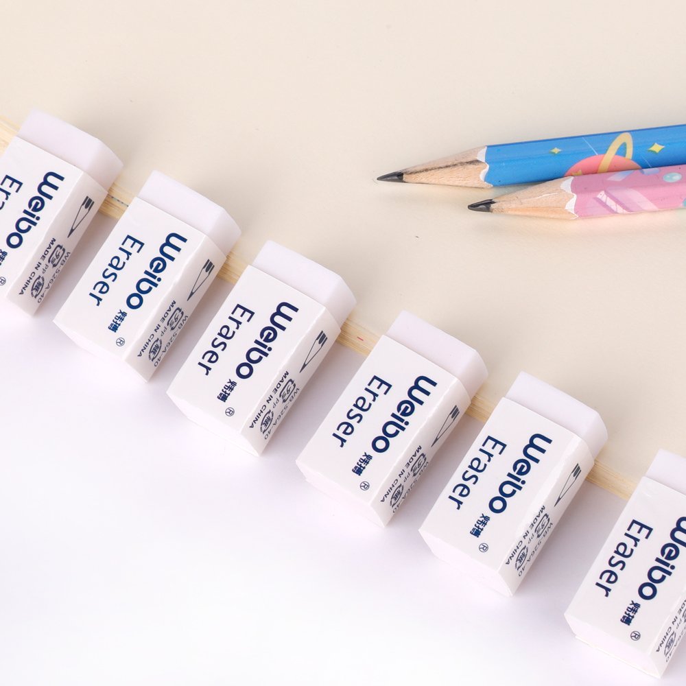 Weibo wholesale white rectangular 40 eraser children's drawing writing pencil erasers leave no marks student stationery prizes
