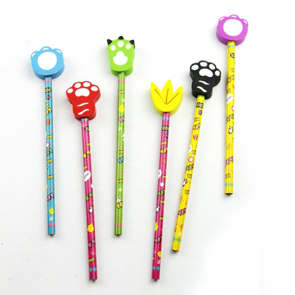 full color printed personalized rubber eraser for pencil top