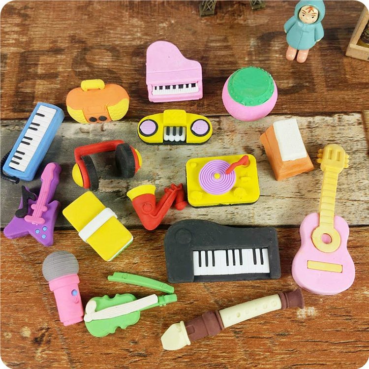 Manufacturers Direct Sales Rubber Piano Rock Drum Guitar Shape Music Equipment Eraser Children'S Gift Wholesale