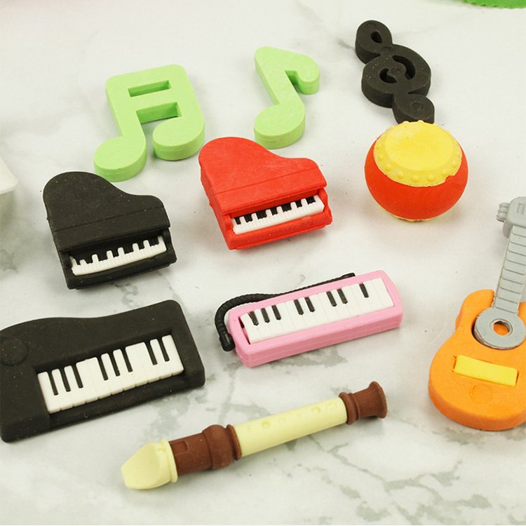 Manufacturers Direct Sales Rubber Piano Rock Drum Guitar Shape Music Equipment Eraser Children'S Gift Wholesale