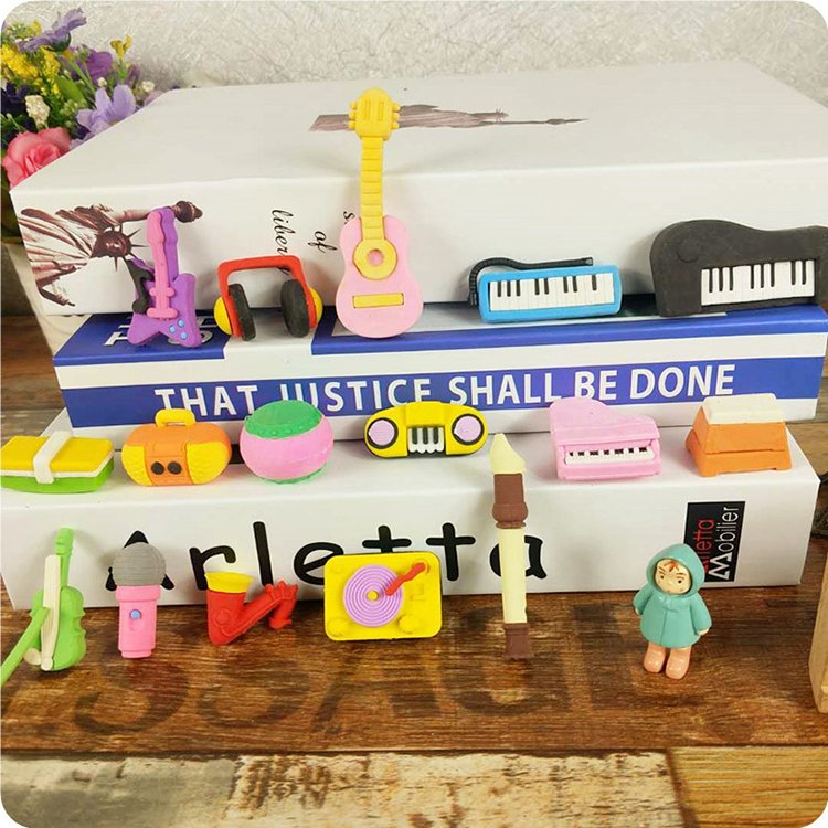 Manufacturers Direct Sales Rubber Piano Rock Drum Guitar Shape Music Equipment Eraser Children'S Gift Wholesale