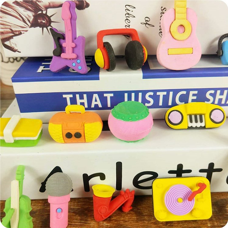 Manufacturers Direct Sales Rubber Piano Rock Drum Guitar Shape Music Equipment Eraser Children'S Gift Wholesale
