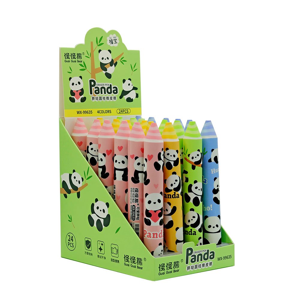 Customization kawaii stationery Cute Panda pencil Colored pen shape Eraser for Children Cartoon Student Supplies School Factory