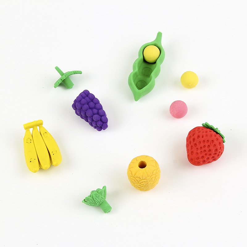 Vegetable fruit shape fancy cute kawaii bulk children's mini kawaii puzzle jigsaw rubber pencil eraser for school supplies